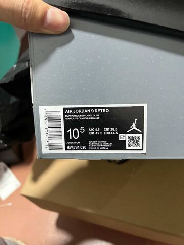 Jordan Air Jordan 9 Retro HV4794-030 Black True Red Light Olive US 10 5 EUR 44 5 Basketball Shoe - Men's (BS-87315)