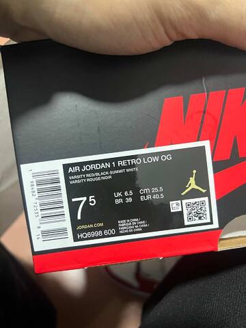Jordan Air Jordan 1 Retro Low OG HQ6998 600 Varsity Red Black Summit White US 7 5 UK 6 5 BR 39 EUR 40 5 CM 25 5 Sneaker - Unisex (BS-87186)