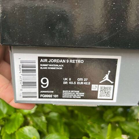 Jordan Air Jordan 9 Retro FQ8992 101 Summit White Black Blue EUR 42 5 Basketball Shoe - Men's (BS-86742)