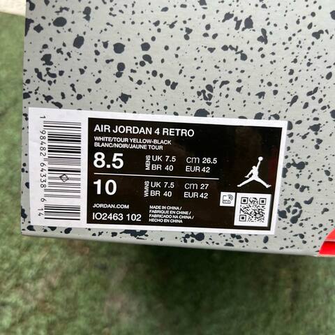 Jordan Air Jordan 4 Retro IO2463 102 White Tour Yellow Black EUR 42 Basketball Shoe - Men's (BS-87267)