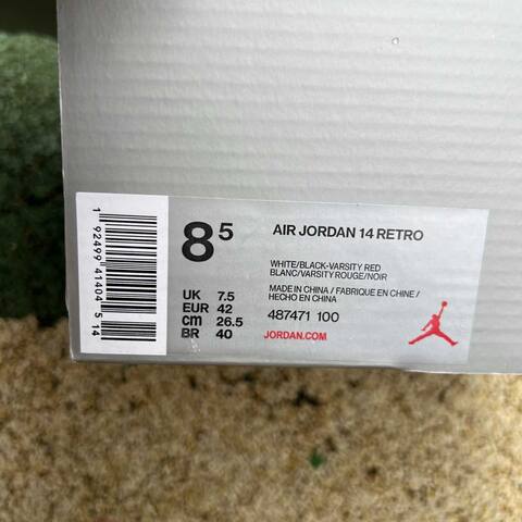Jordan Air Jordan 14 Retro 487471 100 White Black Varsity Red US 8 5 UK 7 5 EUR 42 26 5cm BR 40 Basketball Shoe - Men's (BS-87334)