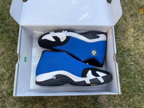 Jordan Air Jordan 14 Retro 487471-407 Varsity Royal Black Yellow White US 9 5 UK 8 5 BR 41 EUR 43 Cm 27 5 Basketball Shoe - Men's (BS-87335)