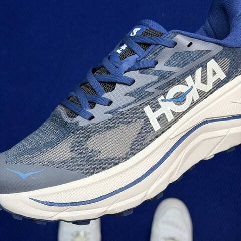 HOKA Challenger 8 Grey Navy Cream Blue Running Shoe Running Sneakers (BS-86844)