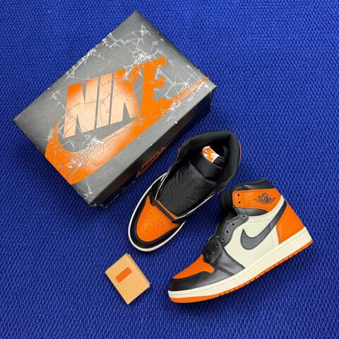 Jordan Air Jordan 1 Retro High OG Shattered Backboard DZ5485-008 Black Sail Orange USA 9 EU 42 5 UK 8 27cm Basketball Shoe - Men's (BS-87157)
