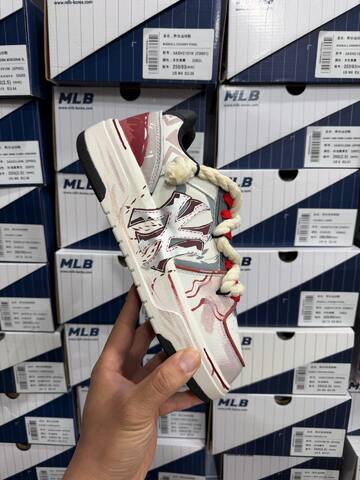 MLB Chunky Liner Off White Red Grey Pink Sneaker Casual