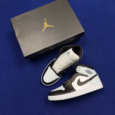Jordan Air Jordan 1 Mid DQ8426 002 Black White Light Blue US 9 5 UK 8 5 EU 43 Basketball Shoe - Men's (BS-87142)