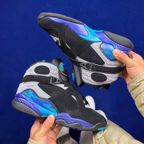 Jordan Air Jordan 8 Retro 305381 006 Black Grey Bright Concord Aqua EU 42 5 Basketball Shoe - Men's (BS-87307)