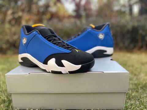 Jordan Air Jordan 14 Retro 487471-407 Varsity Royal Black Yellow White US 9 5 UK 8 5 BR 41 EUR 43 Cm 27 5 Basketball Shoe - Men's (BS-87335)