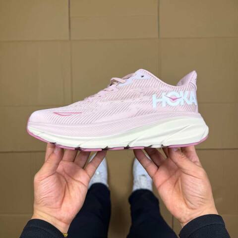 HOKA Clifton 9 Light Pink White Running Shoe Running Sneakers (BS-86879)