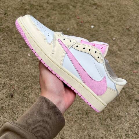 Jordan Air Jordan 1 Low OG SP Travis Scott IQ7604-100 Cream White Pink Blue EU 42 Sneaker - Men's (BS-87187)