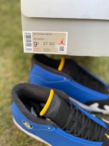 Jordan Air Jordan 14 Retro 487471-407 Varsity Royal Black Yellow White US 9 5 UK 8 5 BR 41 EUR 43 Cm 27 5 Basketball Shoe - Men's (BS-87335)
