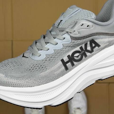 HOKA Bondi 9 Grey White Black Running Shoe Running Sneakers (BS-86910)