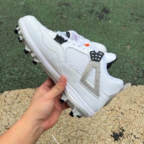 Jordan Air Jordan 4 Retro TD HQ0207 106 White Fire Red Black Tech Grey EUR 44 Soccer Cleat - Men's (BS-87281)