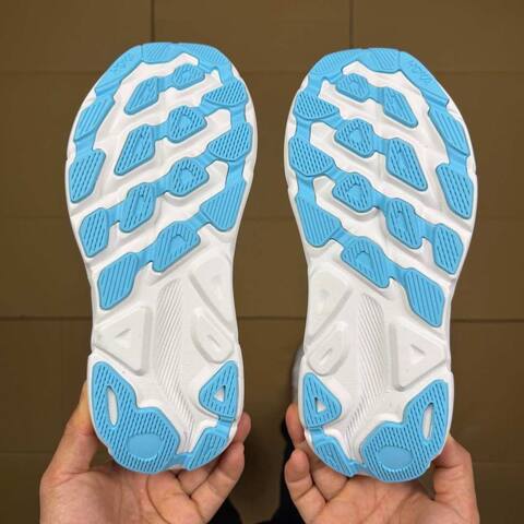 HOKA Clifton 9 White Light Blue Gold Running Shoe Running Sneakers (BS-86860)