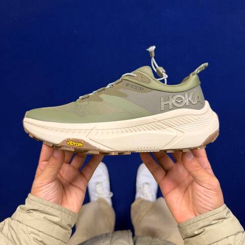 HOKA Transport GTX Olive Green Off White Brown Trail Shoe Trail Running Sneakers (BS-86832)