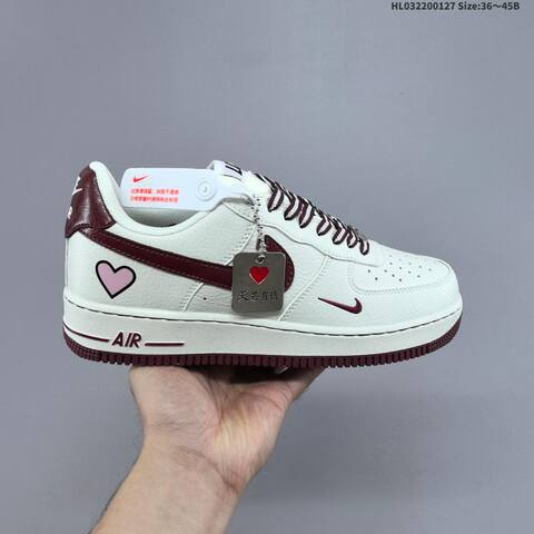Nike Air Force 1 07 Low Off White Black Burgundy Gray EU 36-45 Skate Shoe - Unisex (BS-61715)