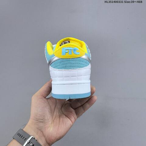Nike SB Dunk Low Pro FTC White Light Blue Silver Yellow EU 39-46 Skate Shoe - Unisex (BS-61006)