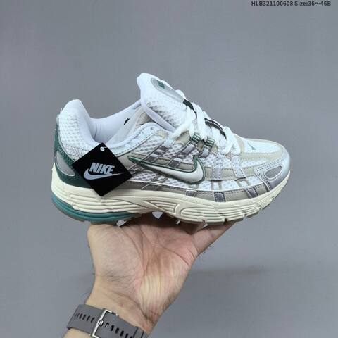 Nike P-6000 Premium Metallic Silver White Black Light Blue EU 36-46 Running Shoe - Unisex (BS-59953)