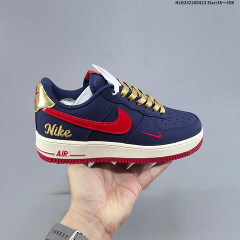Nike Air Force 1 07 LV8 Black Navy Red Gold White EU 36-45 Sneaker - Unisex (BS-60574)