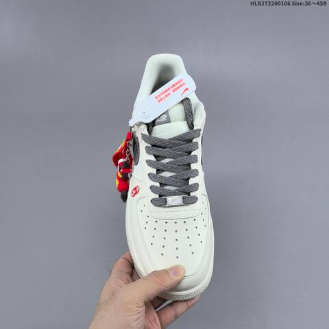 Nike Air Force 1 07 Low Beige Dark Gray Red EU 36-45 Sneaker - Unisex (BS-62192)