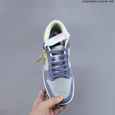 Nike Dunk Low Retro DIY Light Grey Purple Gold White EU 36-45 Skate Shoe - Unisex (BS-62058)