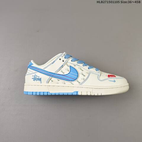 Nike Dunk Low Stussy Supreme Custom Sail University Blue Red EU 36-45 Skate Shoe - Unisex (BS-63880)
