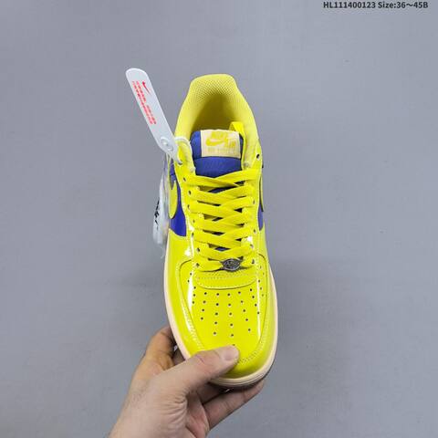 Nike Air Force 1 07 Neon Yellow Royal Blue Cream White EU 36-45 Sneaker - Unisex (BS-61804)
