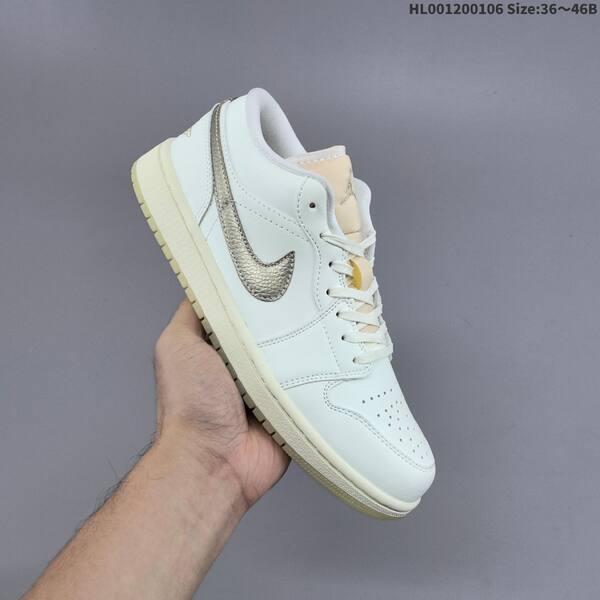 Jordan Air Jordan 1 Low White/Cream/Metallic Team Gold 36~46B casual