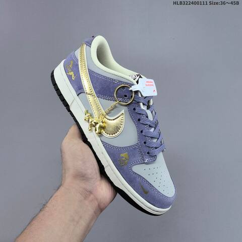 Nike Dunk Low Retro DIY Light Grey Purple Gold White EU 36-45 Skate Shoe - Unisex (BS-62058)