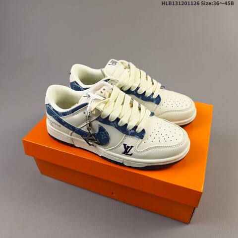 Nike SB Dunk Low Cream White Navy Blue EU 36-45 Skate Shoe - Unisex (BS-63028)