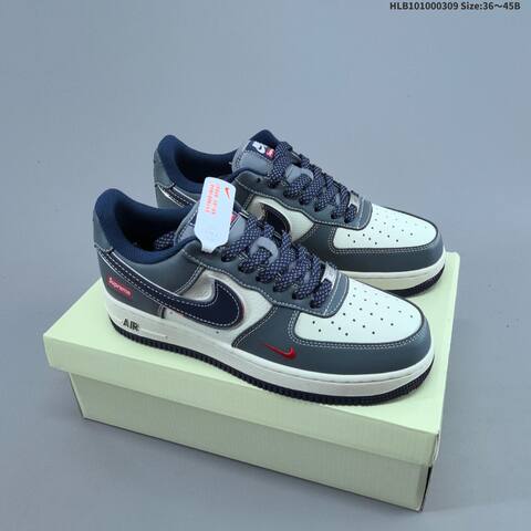Nike Air Force 1 07 Grey Navy Off White Red EU 36-45 Sneaker - Unisex (BS-61404)