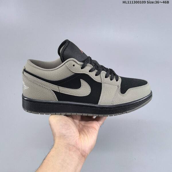 Jordan Air Jordan 1 Low OG black and grey with pink logo 36~46 casual