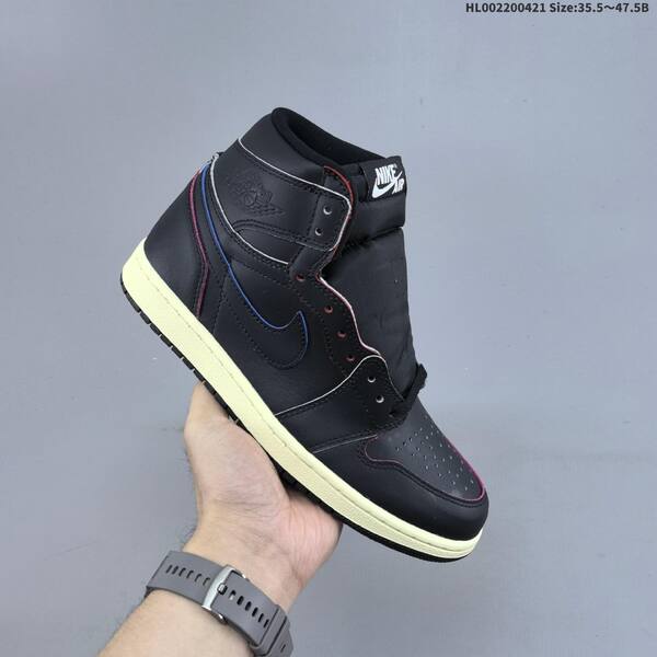 Jordan Air Jordan 1 High OG Black/Muslin with blue and pink contrast piping 35.5-47.5 basketball