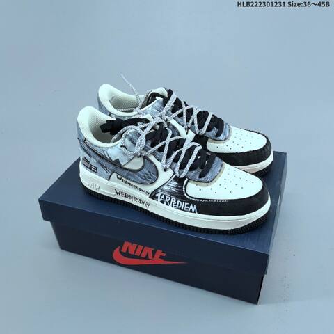 Nike Air Force 1 07 Black White Gray Blue EU 36-45 Skate Shoe - Unisex (BS-62302)