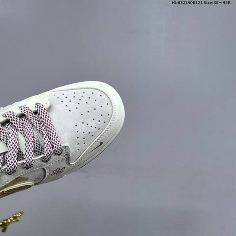 Nike Dunk Low Beige Burgundy Gold White EU 36-45 Skate Shoe - Unisex (BS-61848)