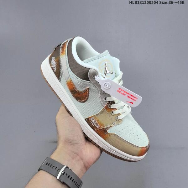 Jordan Air Jordan 1 Low SE Multi-Color Distressed / Light Blue / Brown / Tan / White 36~45 lifestyle