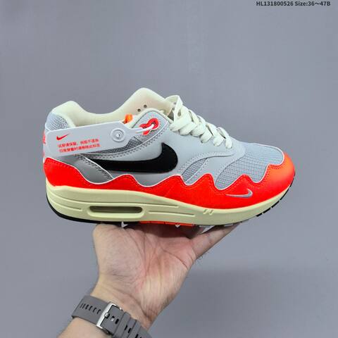 Nike Air Max 1 Grey White Bright Orange Cream Black EU 36-47 Sneaker - Unisex (BS-60127)