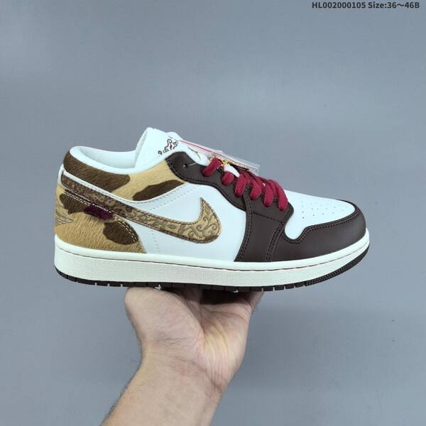 Jordan Air Jordan 1 Low white/brown/burgundy/gold 36~46B casual