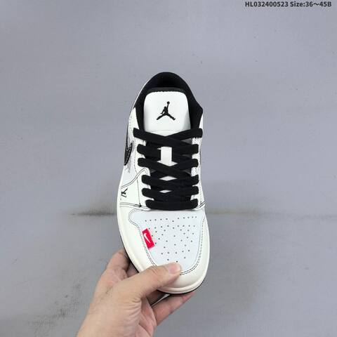 Jordan Air Jordan 1 Low White Black Grey Red EU 36-45 Sneaker - Unisex (BS-60181)