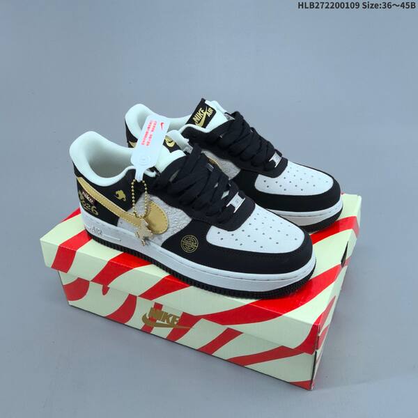 Nike Air Force 1 07 LV8 black white gold EU 36-45 sneaker
