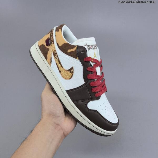 Nike Air Jordan 1 Low OG white/brown/red with cow-print accents EU 36-45 lifestyle