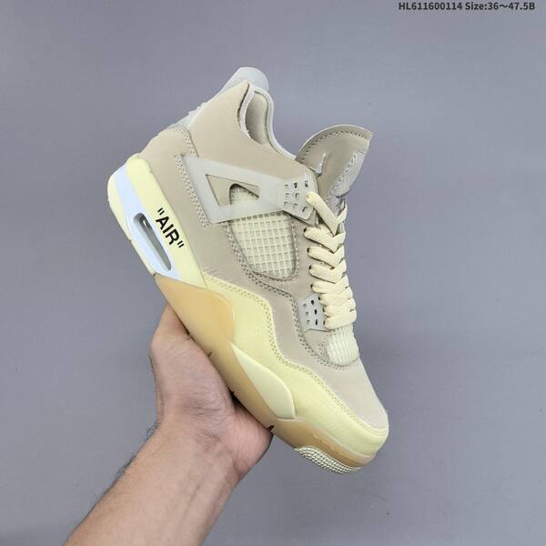 Nike Air Jordan 4 Retro x Off-White Cream Sail / Sail / Cream 36~47.5 casual