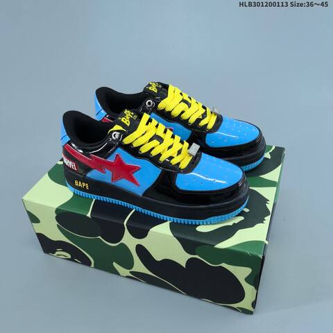 BAPE BAPE STA Low University Blue White Black EU 36-45 Skate Shoe - Unisex (BS-62022)