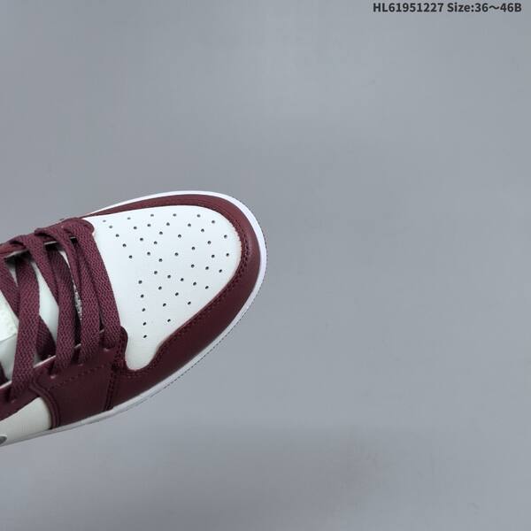 Jordan Air Jordan 1 Low burgundy and white with gray swoosh 36~46 basketball