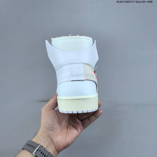 Nike Off-White x Air Jordan 1 Retro High OG white/cream with gray suede and orange/blue accents 36~48B casual