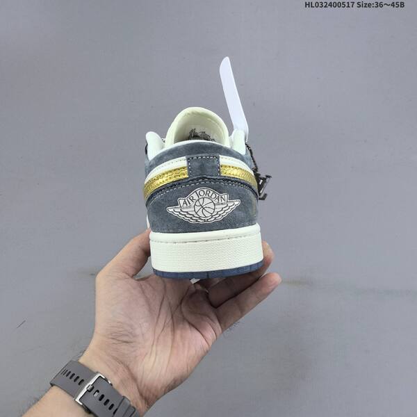 Nike Air Jordan 1 Low grey/white/gold 36~45B basketball