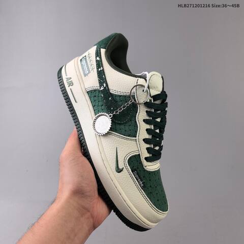 Nike Air Force 1 07 White Black Grey Dark Green EU 36 45 Skate Shoe EU 36-45 - Unisex (BS-62650)