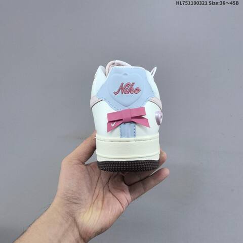 Nike Air Force 1 07 White Light Pink Light Blue Dark Brown EU 36-45 Sneaker - Unisex (BS-61206)