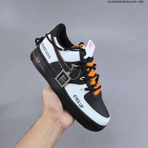 Nike Air Force 1 Low 07 Black White Orange EU 36-45 Sneaker - Unisex (BS-62107)