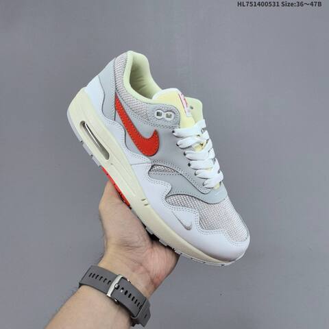 Nike Air Max 1 White Grey Red Cream Light Green EU 36-47 Sneaker - Unisex (BS-60039)